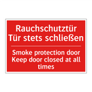 Rauchschutztür Tür stets schließen/.../ - Smoke protection door Keep door /.../