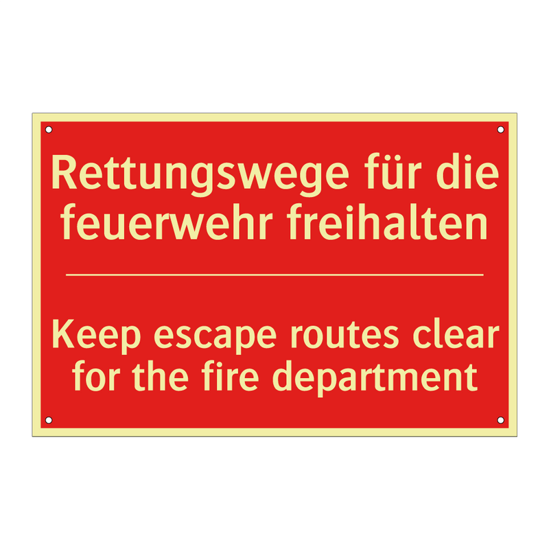 Rettungswege für die feuerwehr /.../ - Keep escape routes clear for the /.../