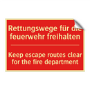 Rettungswege für die feuerwehr /.../ - Keep escape routes clear for the /.../