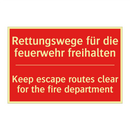 Rettungswege für die feuerwehr /.../ - Keep escape routes clear for the /.../