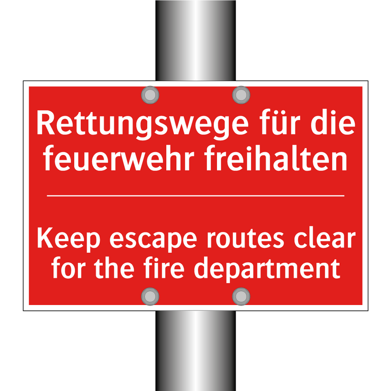 Rettungswege für die feuerwehr /.../ - Keep escape routes clear for the /.../