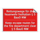Rettungswege für die feuerwehr /.../ - Keep escape routes for the fire /.../