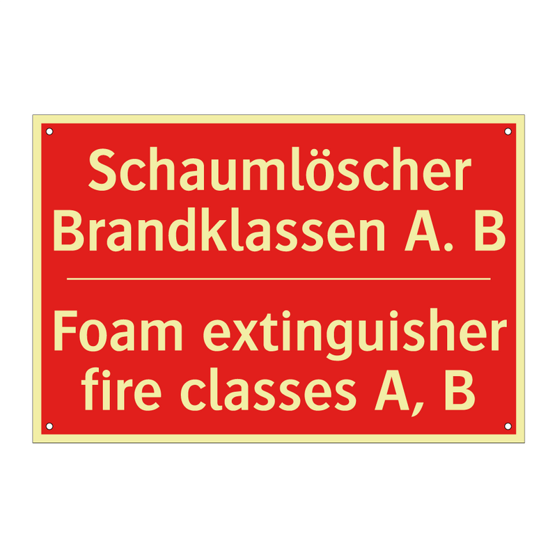 Schaumlöscher Brandklassen A. /.../ - Foam extinguisher fire classes /.../