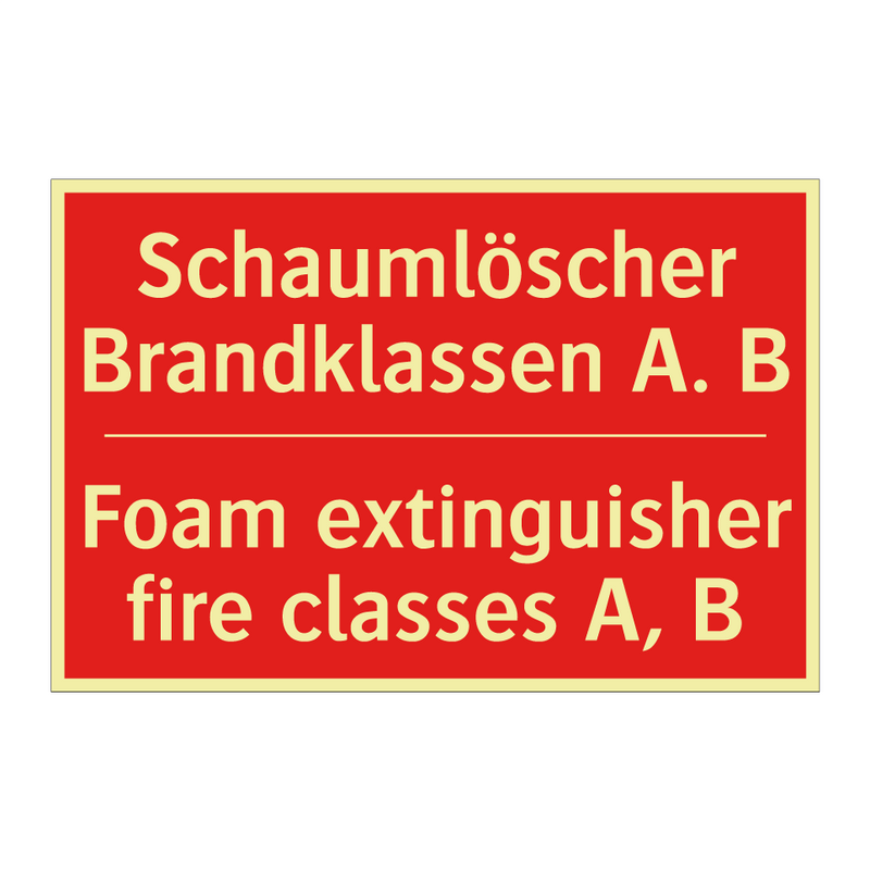 Schaumlöscher Brandklassen A. /.../ - Foam extinguisher fire classes /.../