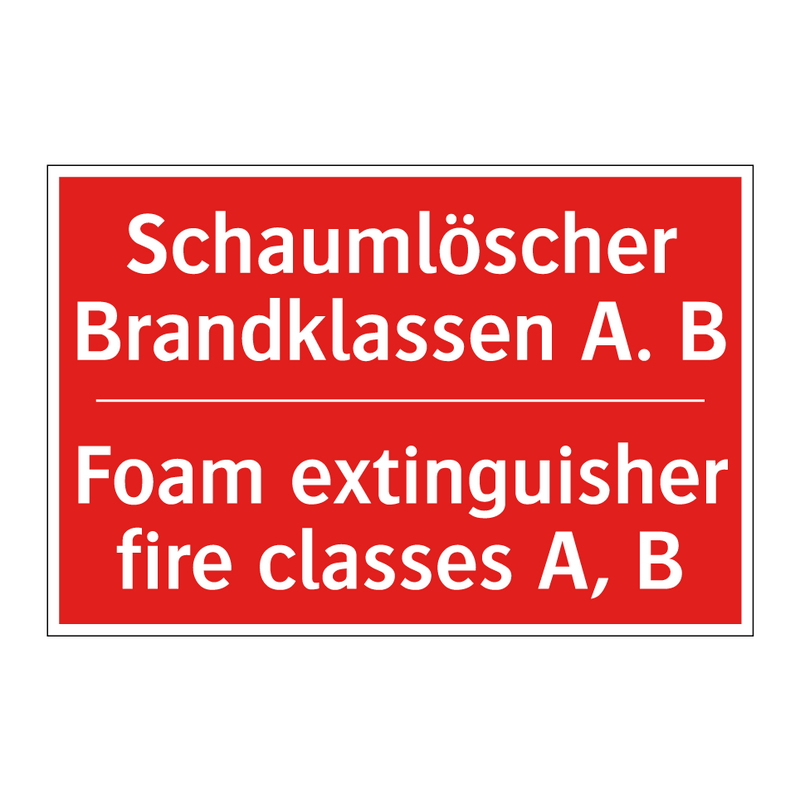 Schaumlöscher Brandklassen A. /.../ - Foam extinguisher fire classes /.../