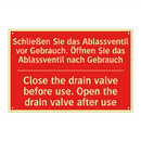 Schließen Sie das Ablassventil /.../ - Close the drain valve before use. /.../
