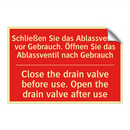 Schließen Sie das Ablassventil /.../ - Close the drain valve before use. /.../
