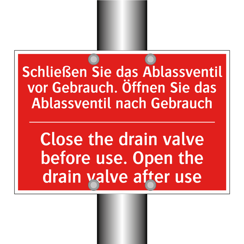 Schließen Sie das Ablassventil /.../ - Close the drain valve before use. /.../
