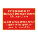 Sprinklerpumpe Im Brandfall Stromversorgung /.../ - Do not switch off the power supply /.../