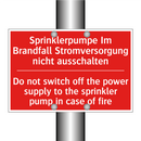 Sprinklerpumpe Im Brandfall Stromversorgung /.../ - Do not switch off the power supply /.../