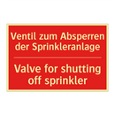 Ventil zum Absperren der Sprinkleranlage/.../ - Valve for shutting off sprinkler/.../