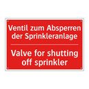 Ventil zum Absperren der Sprinkleranlage/.../ - Valve for shutting off sprinkler/.../