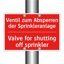 Ventil zum Absperren der Sprinkleranlage/.../ - Valve for shutting off sprinkler/.../