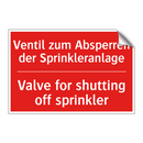 Ventil zum Absperren der Sprinkleranlage/.../ - Valve for shutting off sprinkler/.../