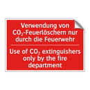 Verwendung von CO₂-Feuerlöschern /.../ - Use of CO₂ extinguishers only /.../