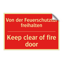Von der Feuerschutztür freihalten/.../ - Keep clear of fire door