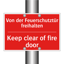 Von der Feuerschutztür freihalten/.../ - Keep clear of fire door