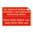 Vor Gebrauch Entleerung schließen, /.../ - Close drain before use, open drain /.../