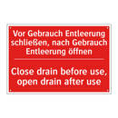 Vor Gebrauch Entleerung schließen, /.../ - Close drain before use, open drain /.../