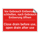 Vor Gebrauch Entleerung schließen, /.../ - Close drain before use, open drain /.../