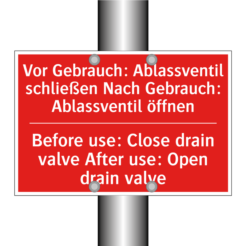 Vor Gebrauch: Ablassventil schließen /.../ - Before use: Close drain valve /.../
