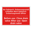 Vor Gebrauch: Entleerungsventil /.../ - Before use: Close drain valve /.../