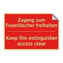 Zugang zum Feuerlöscher freihalten/.../ - Keep fire extinguisher access /.../