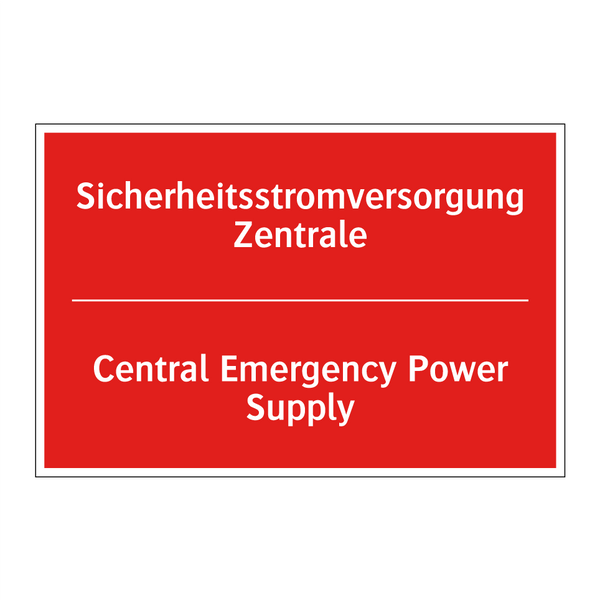 Sicherheitsstromversorgung Zentrale/.../ - Central Emergency Power Supply