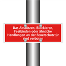 Das Abstützen, Blockieren, Festbinden oder ähnliche Handlungen an der Feuerschutztür sind verboten