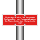 DC-Not-Aus-Schalter Zum Trennen des Wechselrichters vom Photovoltaiksystem. Das Photovoltaiksystem führt weiterhin Strom