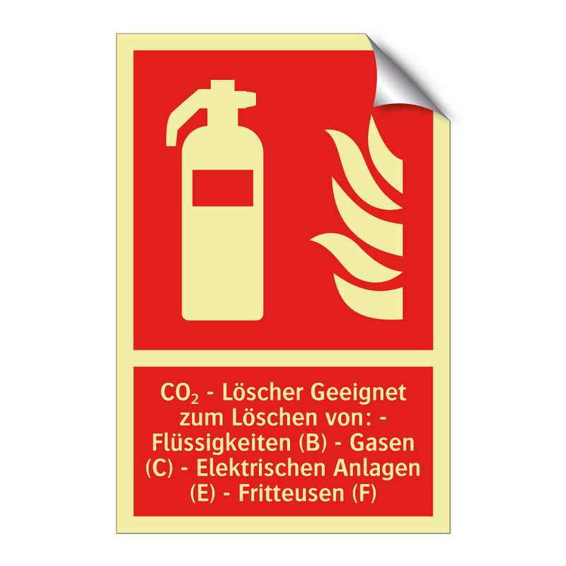 CO₂ - Löscher Geeignet zum Löschen von: - Flüssigkeiten (B) - Gasen (C) - Elektrischen Anlagen (E) - Fritteusen (F)