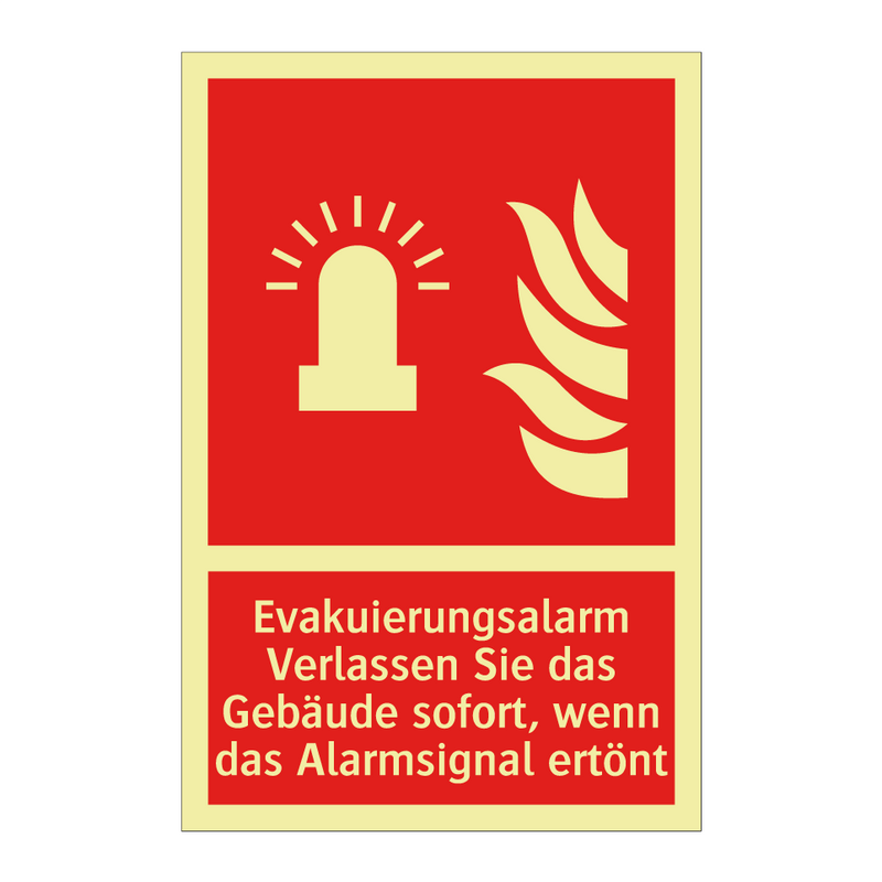 Evakuierungsalarm Verlassen Sie das Gebäude sofort, wenn das Alarmsignal ertönt