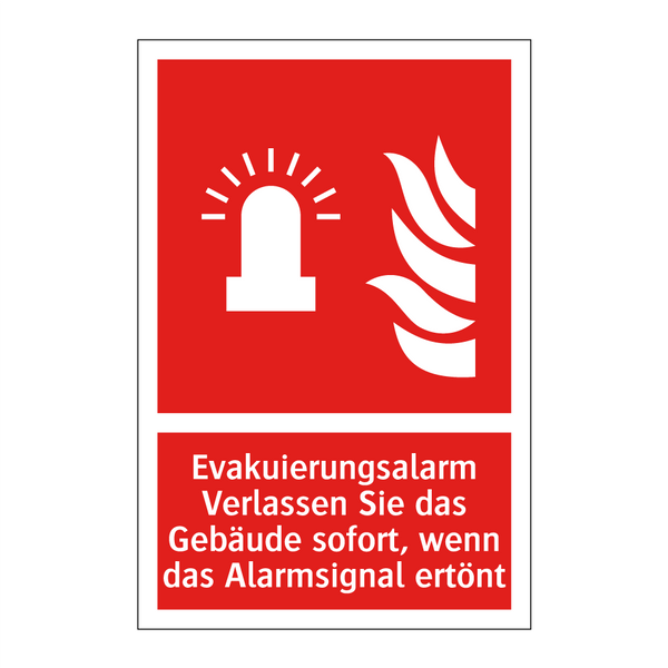 Evakuierungsalarm Verlassen Sie das Gebäude sofort, wenn das Alarmsignal ertönt