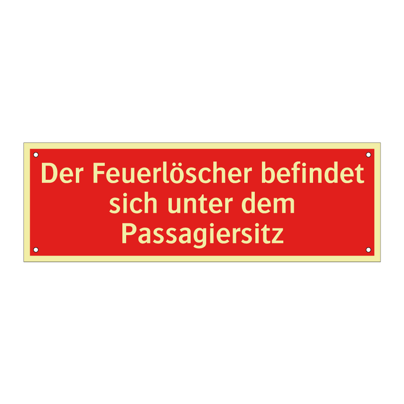Der Feuerlöscher befindet sich unter dem Passagiersitz