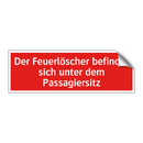 Der Feuerlöscher befindet sich unter dem Passagiersitz