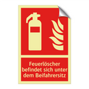 Feuerlöscher befindet sich unter dem Beifahrersitz