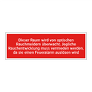Dieser Raum wird von optischen Rauchmeldern überwacht. Jegliche Rauchentwicklung muss vermieden werden, da sie einen Feueralarm auslösen wird