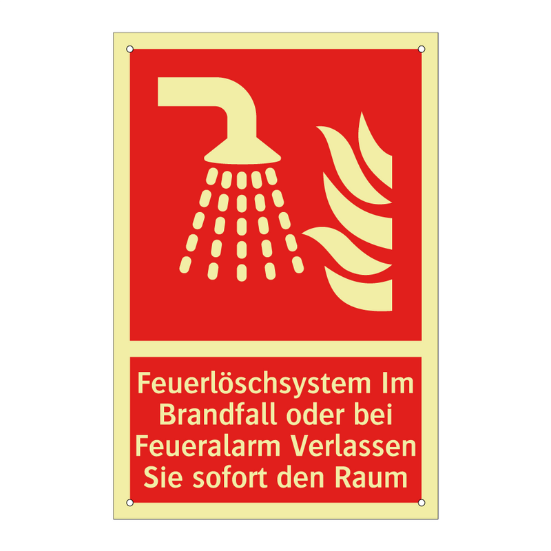 Feuerlöschsystem Im Brandfall oder bei Feueralarm Verlassen Sie sofort den Raum