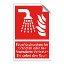 Feuerlöschsystem Im Brandfall oder bei Feueralarm Verlassen Sie sofort den Raum