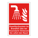 Feuerlöschsystem Im Brandfall oder bei Feueralarm Verlassen Sie sofort den Raum
