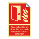 Feuerschutztür im Brandfall und nach Geschäftsschluss schließen