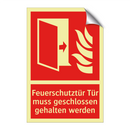 Feuerschutztür Tür muss geschlossen gehalten werden