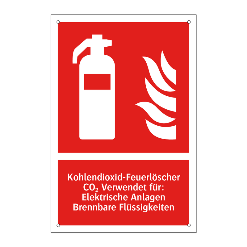 Kohlendioxid-Feuerlöscher CO₂ Verwendet für: Elektrische Anlagen Brennbare Flüssigkeiten