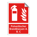 Pulverlöscher Brandklassen A. B. C
