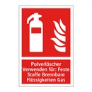 Pulverlöscher Verwenden für: Feste Stoffe Brennbare Flüssigkeiten Gas