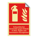 Schaumlöscher Verwendet gegen Brände in Holz, Papier und brennbaren Flüssigkeiten