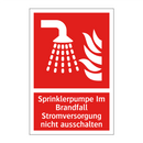Sprinklerpumpe Im Brandfall Stromversorgung nicht ausschalten