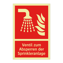 Ventil zum Absperren der Sprinkleranlage