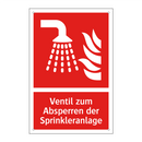 Ventil zum Absperren der Sprinkleranlage