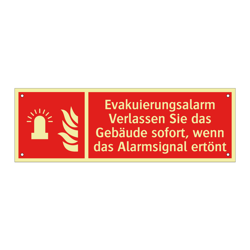 Evakuierungsalarm Verlassen Sie das Gebäude sofort, wenn das Alarmsignal ertönt